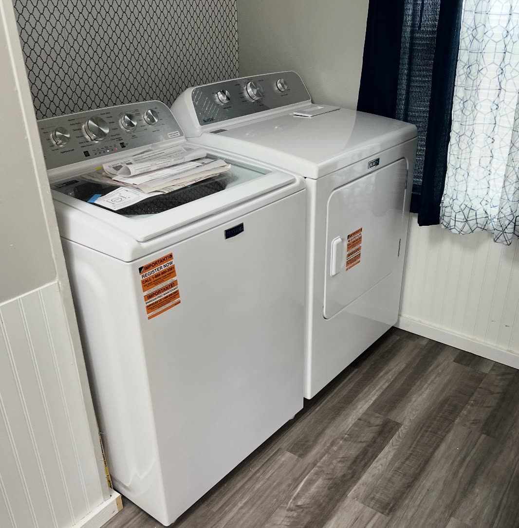Top-load washer and dryer installed by AM&J